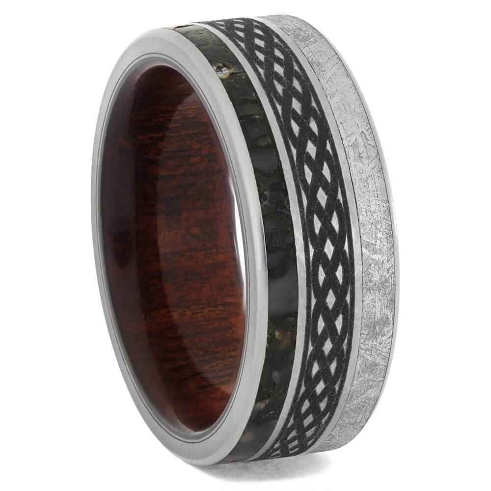 Meteorite and Dinosaur Bone Wedding Band
