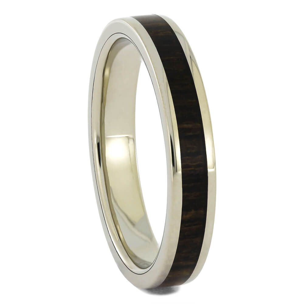 Wood and White Gold Wedding Band