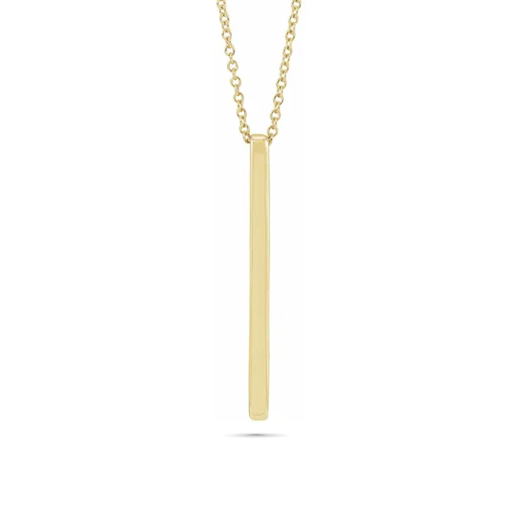 Simple Yellow Gold Vertical Bar Necklace