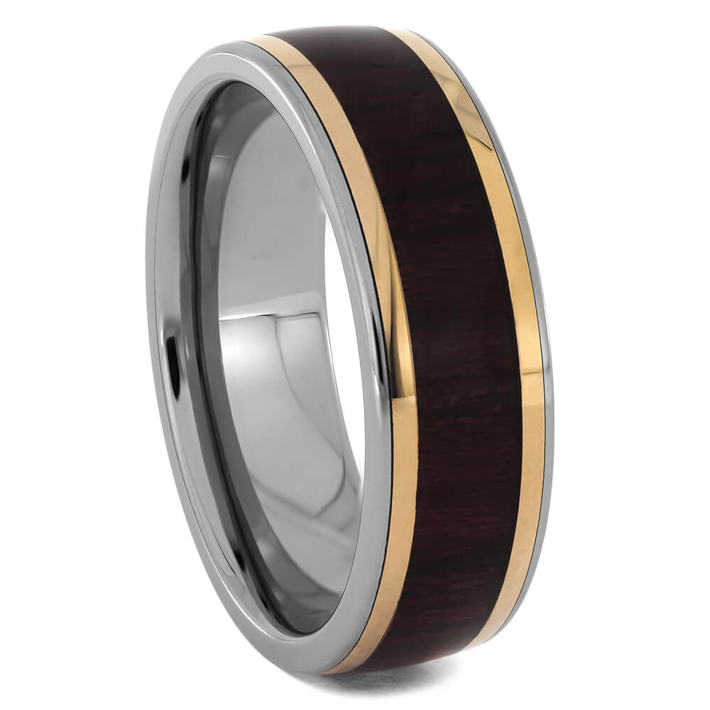 Rose Gold and Purple Wood Wedding Band