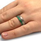 Malachite and Meteorite Wedding Band with Guitar String