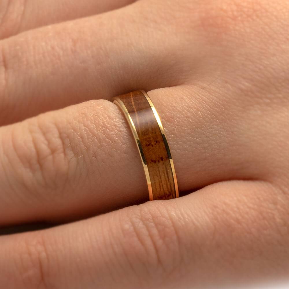 Simple Whiskey Barrel Oak Wood Wedding Band