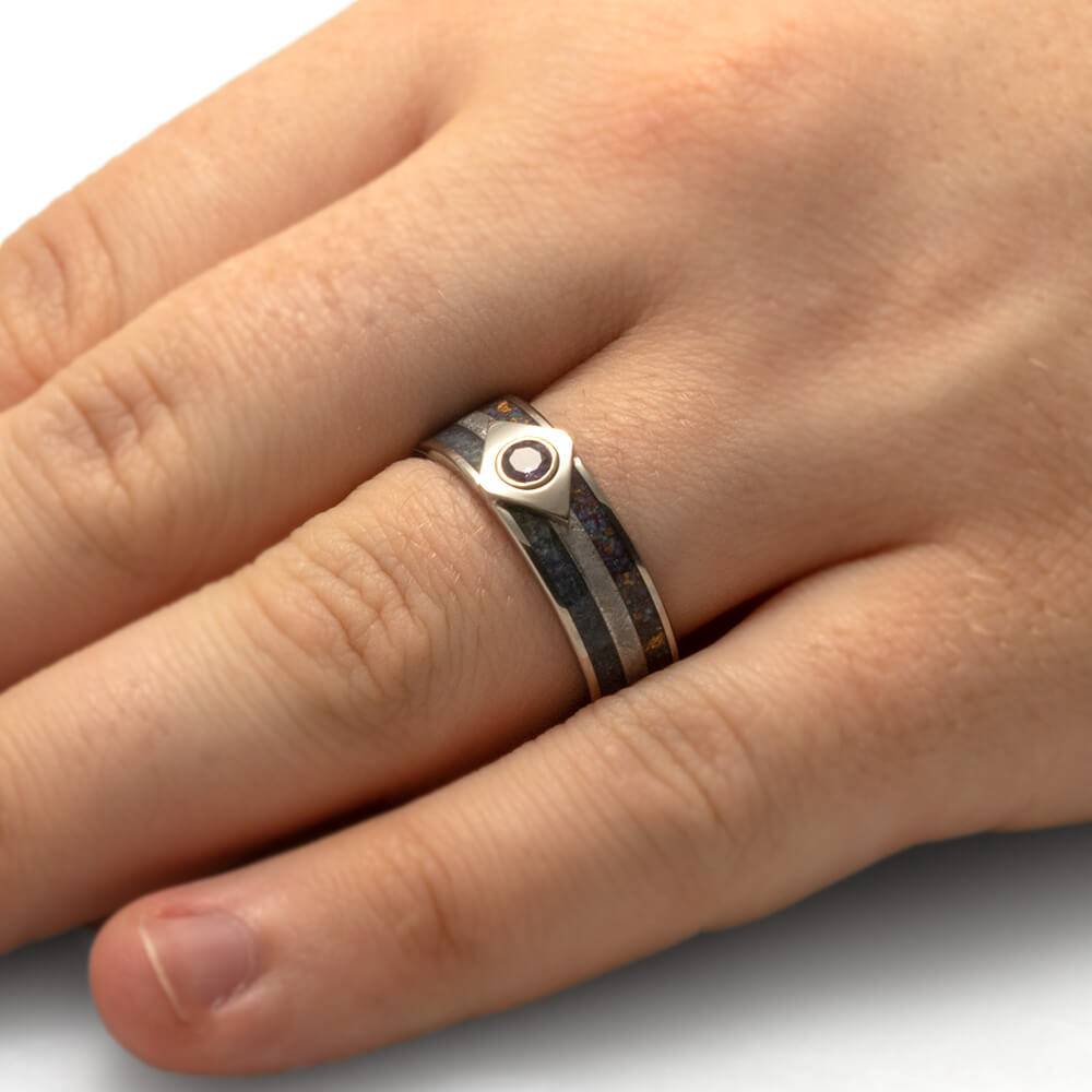 Purple Men's Wedding Band With Alexandrite - Jewelry by Johan