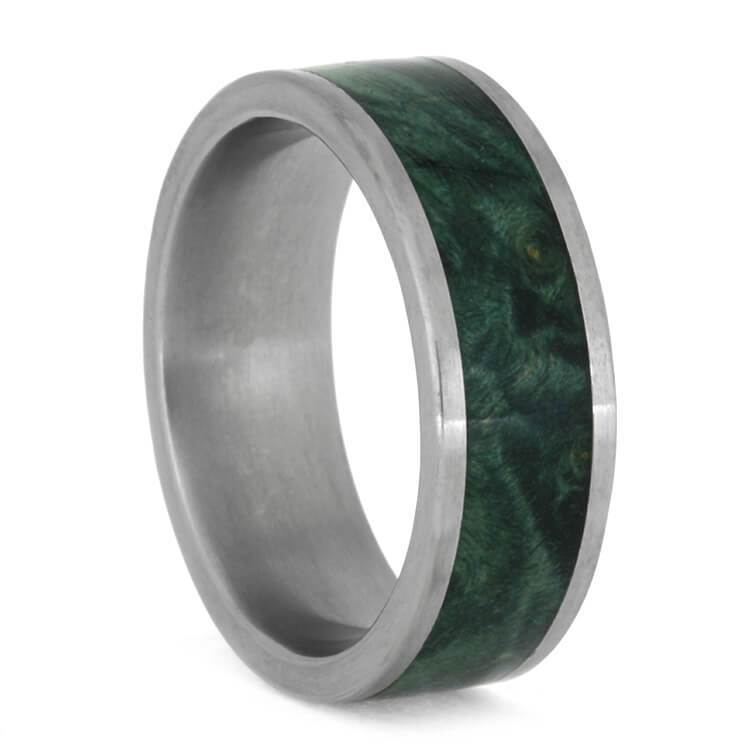 Matte Titanium Ring With Green Wood Inlay - Jewelry by Johan