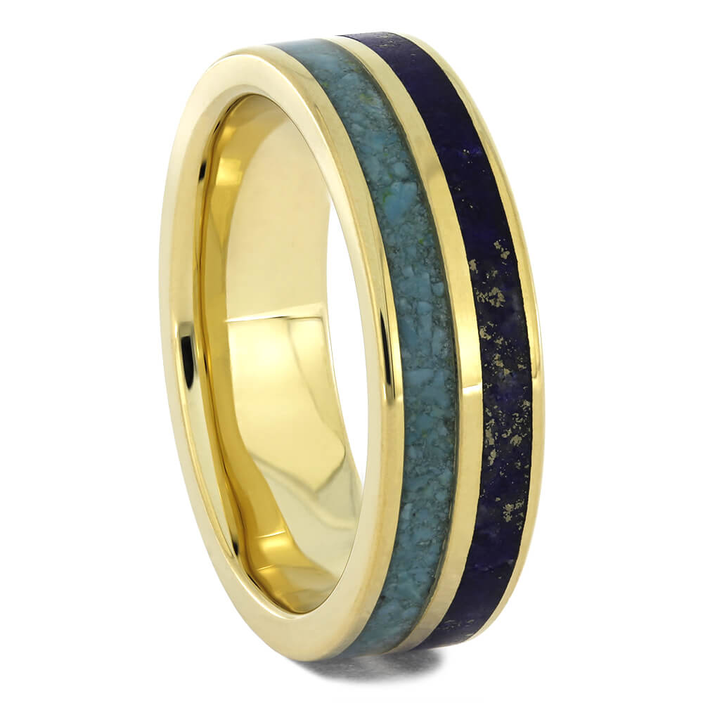 Yellow Gold and Lapis Wedding Band