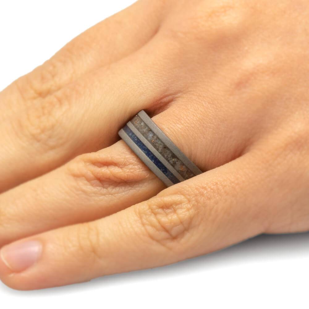 Men's Sea Glass Wedding Band on Hand