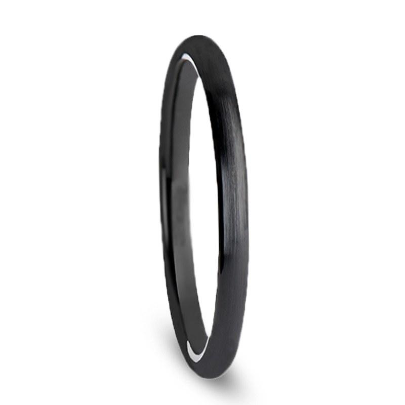 Thin Black Ceramic Women's Wedding Band, 2mm Ring - Jewelry by Johan