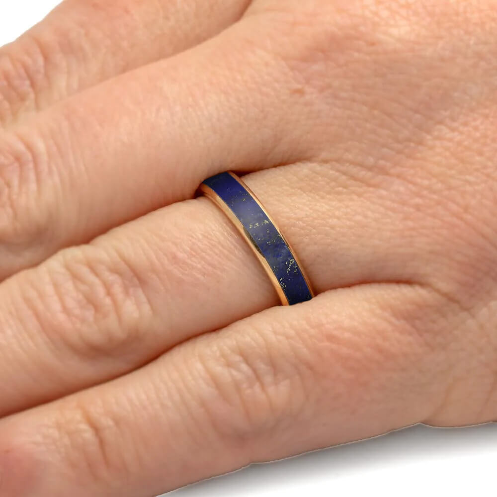 Lapis Lazuli Wedding Band in Solid Gold