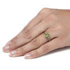 Green Wedding Ring Set With Peridot Engagement Ring And Meteorite