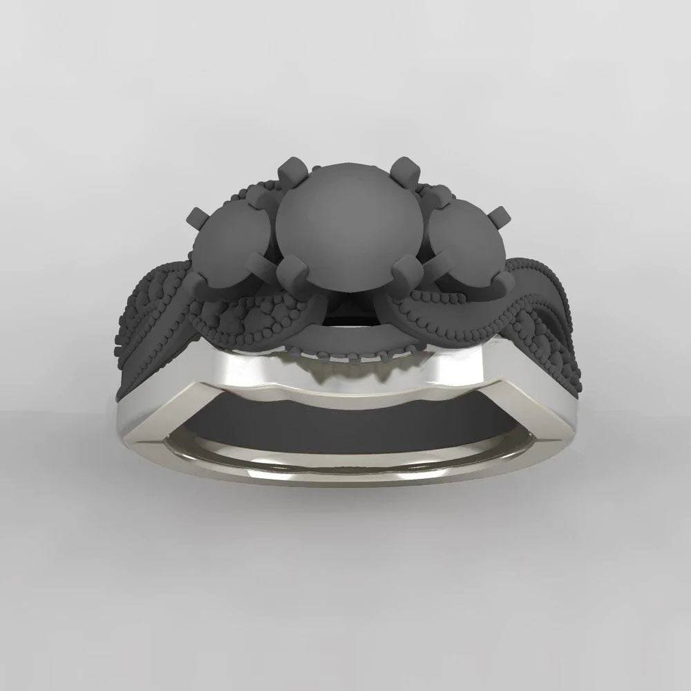 Simple, Curved Metal Wedding Band for Engagement Ring