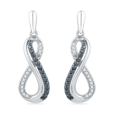 Black Diamond Infinity Earrings and Necklace Gift Set in Sterling Silver-SHGS3006 - Jewelry by Johan