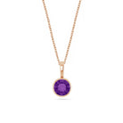 14k Rose Gold Birthstone Necklace with Round Cut Amethyst