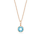 14k Rose Gold Birthstone Necklace with Round Cut Aquamarine