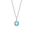14k White Gold Birthstone Necklace with Round Cut Aquamarine