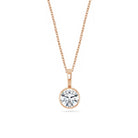 14k Rose Gold Birthstone Necklace with Round Cut Diamond