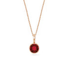 14k Rose Gold Birthstone Necklace with Round Cut Garnet