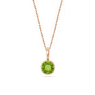14k Rose Gold Birthstone Necklace with Round Cut Peridot
