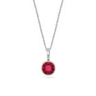 14k White Gold Birthstone Necklace with Round Cut Ruby