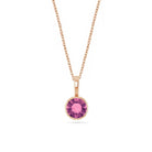 14k Rose Gold Birthstone Necklace with Round Cut Tourmaline