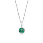 14k White Gold Birthstone Necklace with Round Cut Emerald