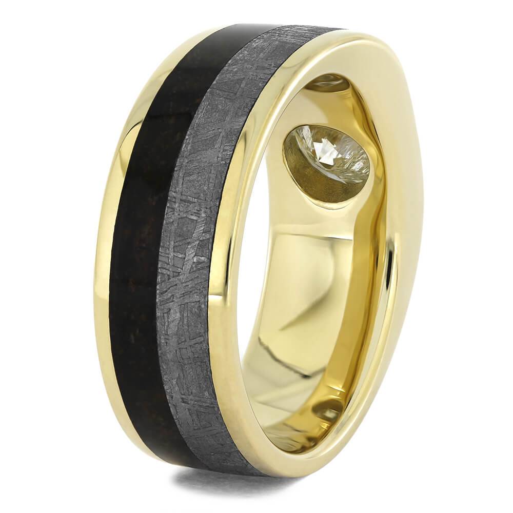 Meteorite and Dinosaur Bone Wedding Band