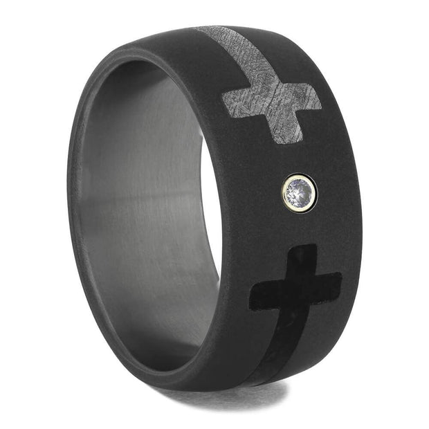 Meteorite and Dinosaur Bone Ring