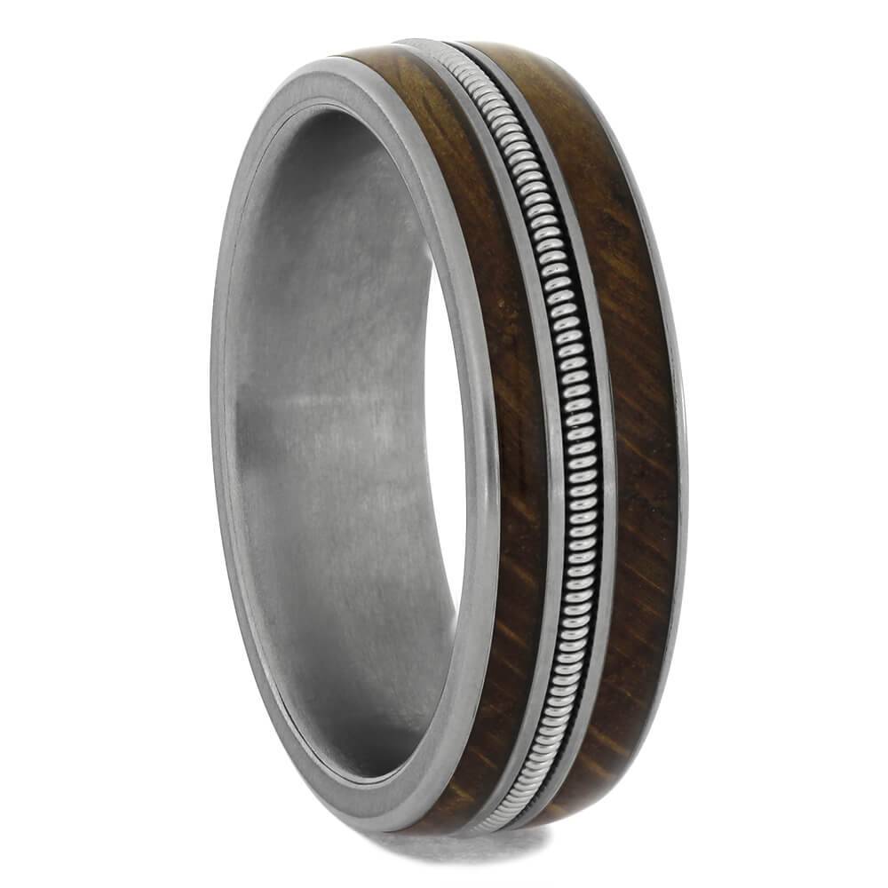 Titanium and Whiskey Wood Wedding Band