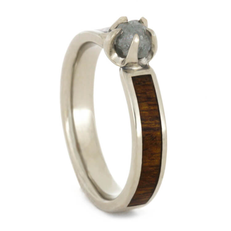 Rough Diamond Engagement Ring with Ironwood Inlay-3235 - Jewelry by Johan