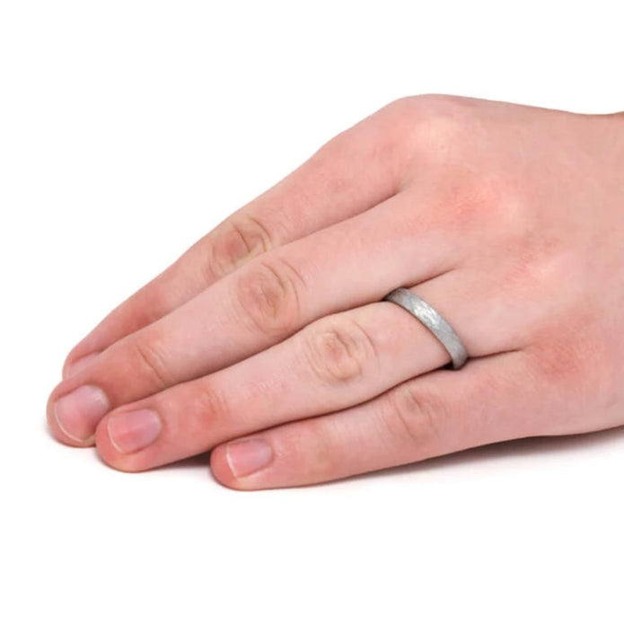 Simple Meteorite Ring, Yellow Gold Wedding Band Overlaid With Gibeon Meteorite-1664 - Jewelry by Johan