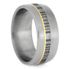Matte Titanium Wedding Band With Damascus And Yellow Gold, Size 9.5-RS9629 - Jewelry by Johan