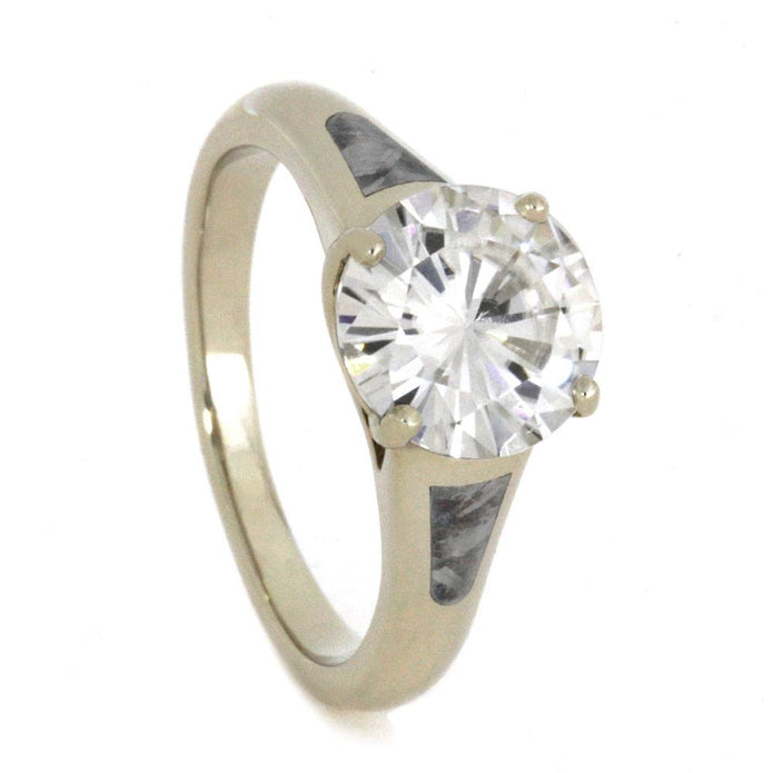 White Gold Engagement Ring With Moissanite And Meteorite Accents-3215 - Jewelry by Johan