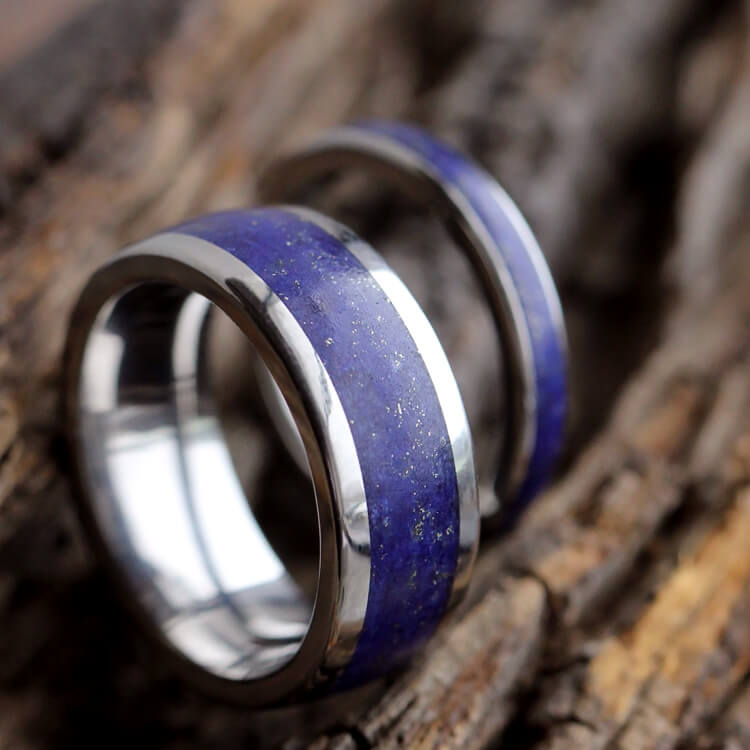 Lapis Lazuli Wedding Band Set