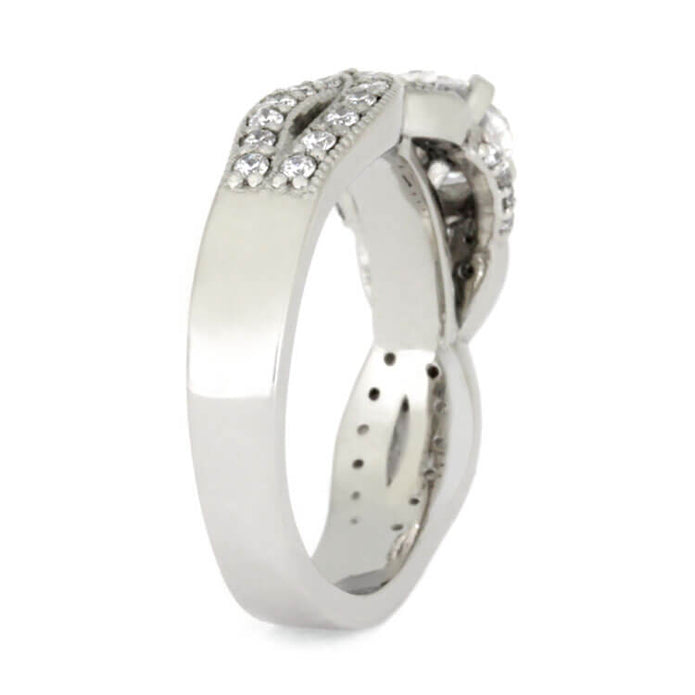 Moissanite Engagement Ring With Diamonds in Platinum-3671 - Jewelry by Johan