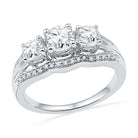 Unique Three Stone Diamond Engagement Ring, White Gold-SHRF101046-10K - Jewelry by Johan