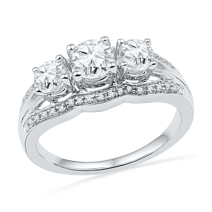 10k Yellow Gold Three-Stone Diamond Triangle Ring - High Polish Size 6