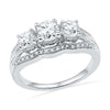 Unique Three Stone Diamond Engagement Ring, White Gold-SHRF101046-10K - Jewelry by Johan