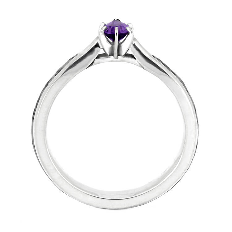 Purple Amethyst Engagement Ring With Gibeon Meteorite In Sterling Silver-2708 - Jewelry by Johan