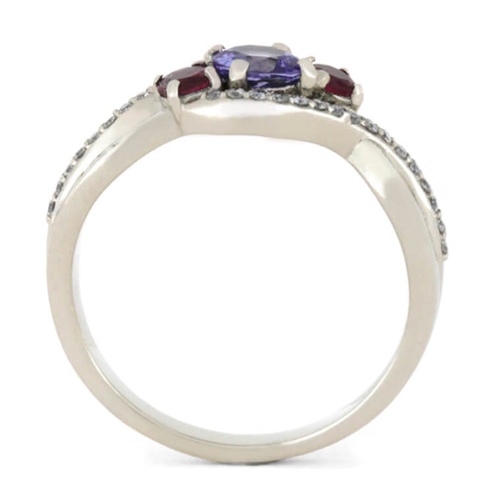 Tanzanite Engagement Ring With Ruby And Diamond Accents, White Gold-2308 - Jewelry by Johan