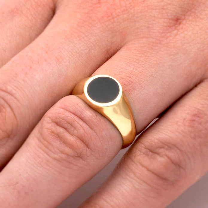 Springbok Horn Signet Ring In Yellow Gold, Trophy Jewelry-3741 - Jewelry by Johan
