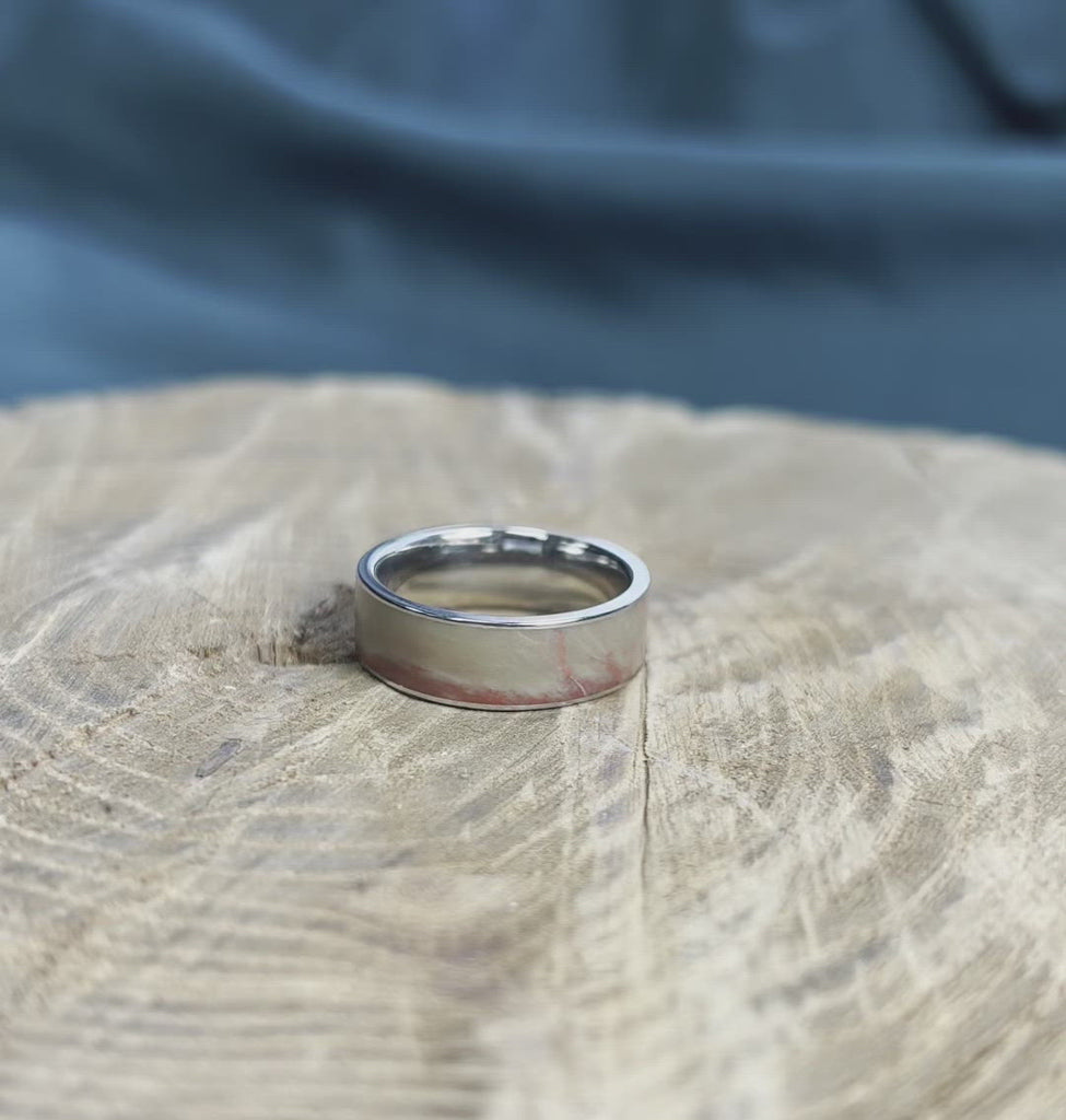 Petrified Wood Ring in Titanium Band