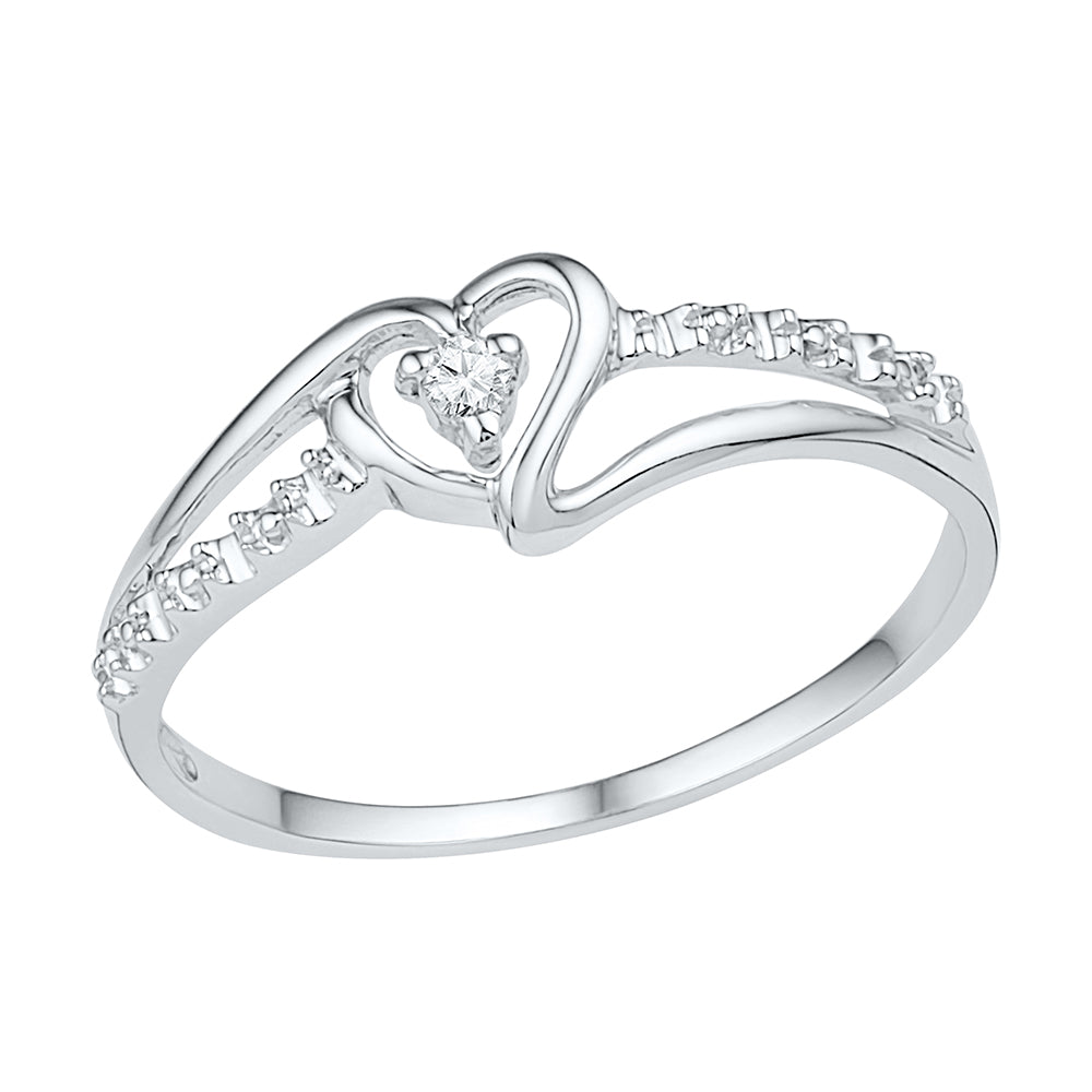 Diamond Heart Promise Ring, Silver or White Gold-SHRH009618ATW - Jewelry by Johan