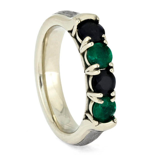 Four Stone Birthstone Ring, White Gold Ring With Meteorite-3652 - Jewelry by Johan