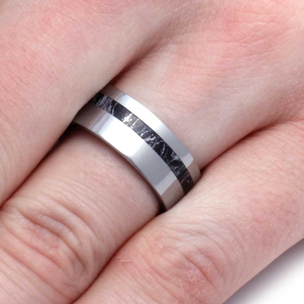 Tungsten Wedding Band with Black and White Mokume Gane-2928 - Jewelry by Johan