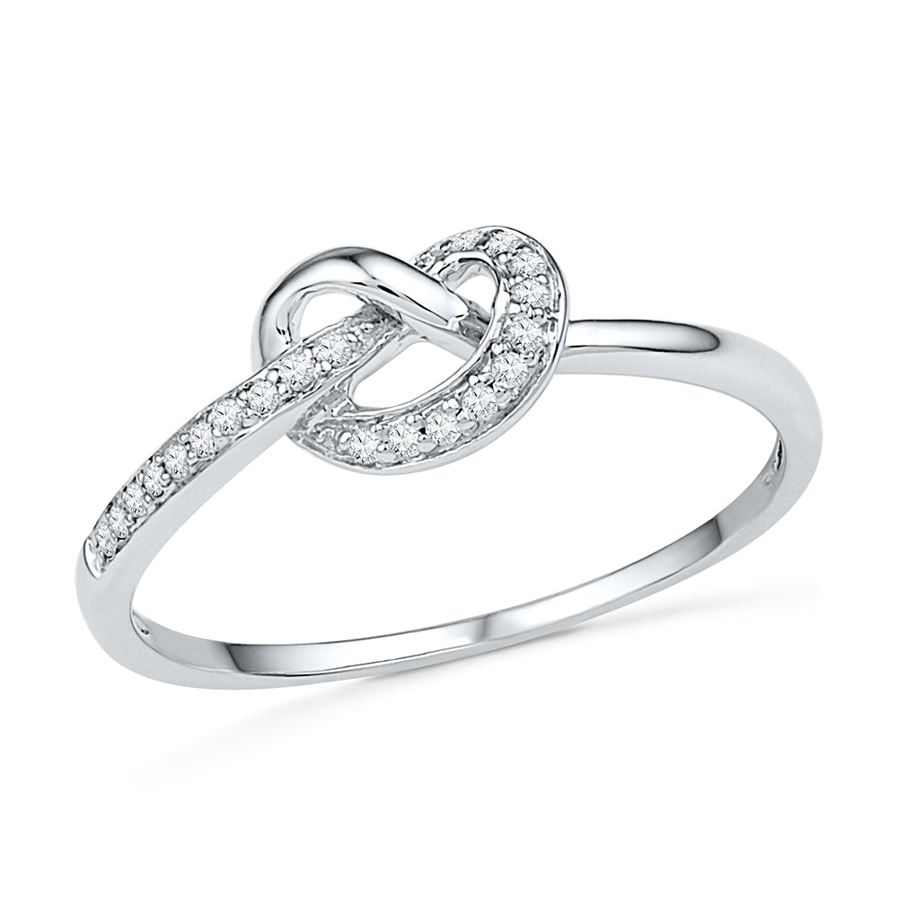 Diamond Love Knot Promise Ring, White Gold or Silver - Jewelry by Johan