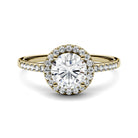 Charles & Colvard Moissanite Halo Engagement Ring in Yellow Gold-612261 - Jewelry by Johan