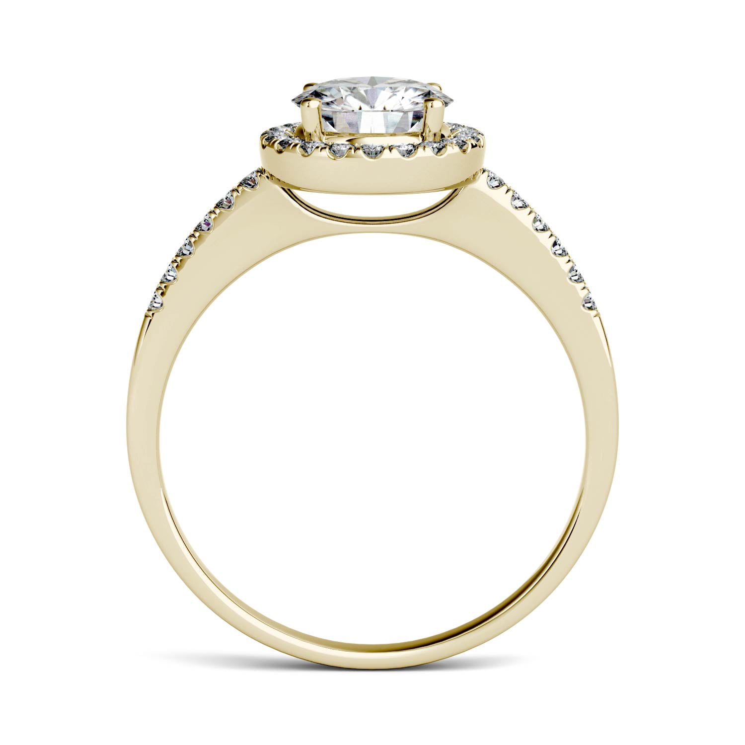 Charles & Colvard Moissanite Halo Engagement Ring in Yellow Gold-612261 - Jewelry by Johan