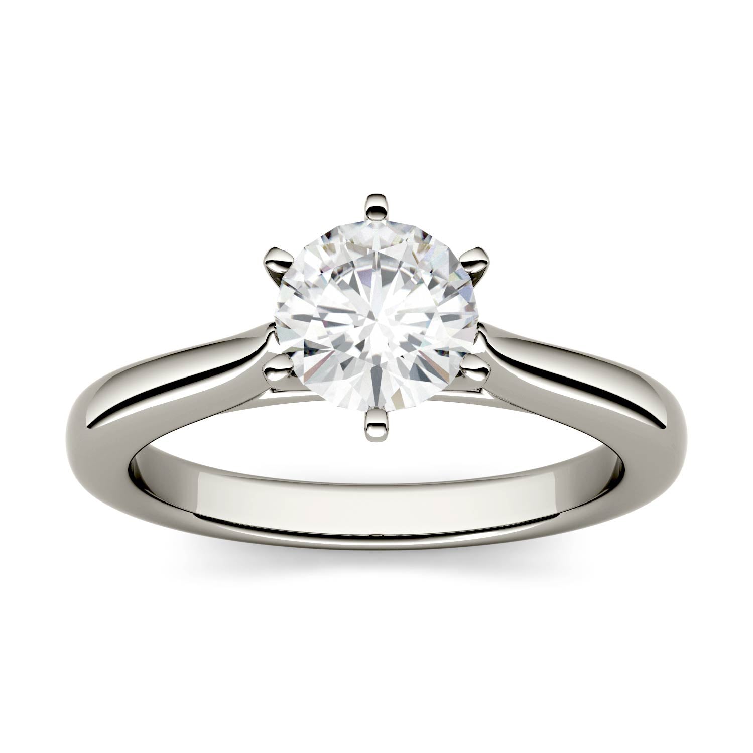 6.5mm Charles & Colvard Round Moissanite Solitaire Engagement Ring - Jewelry by Johan