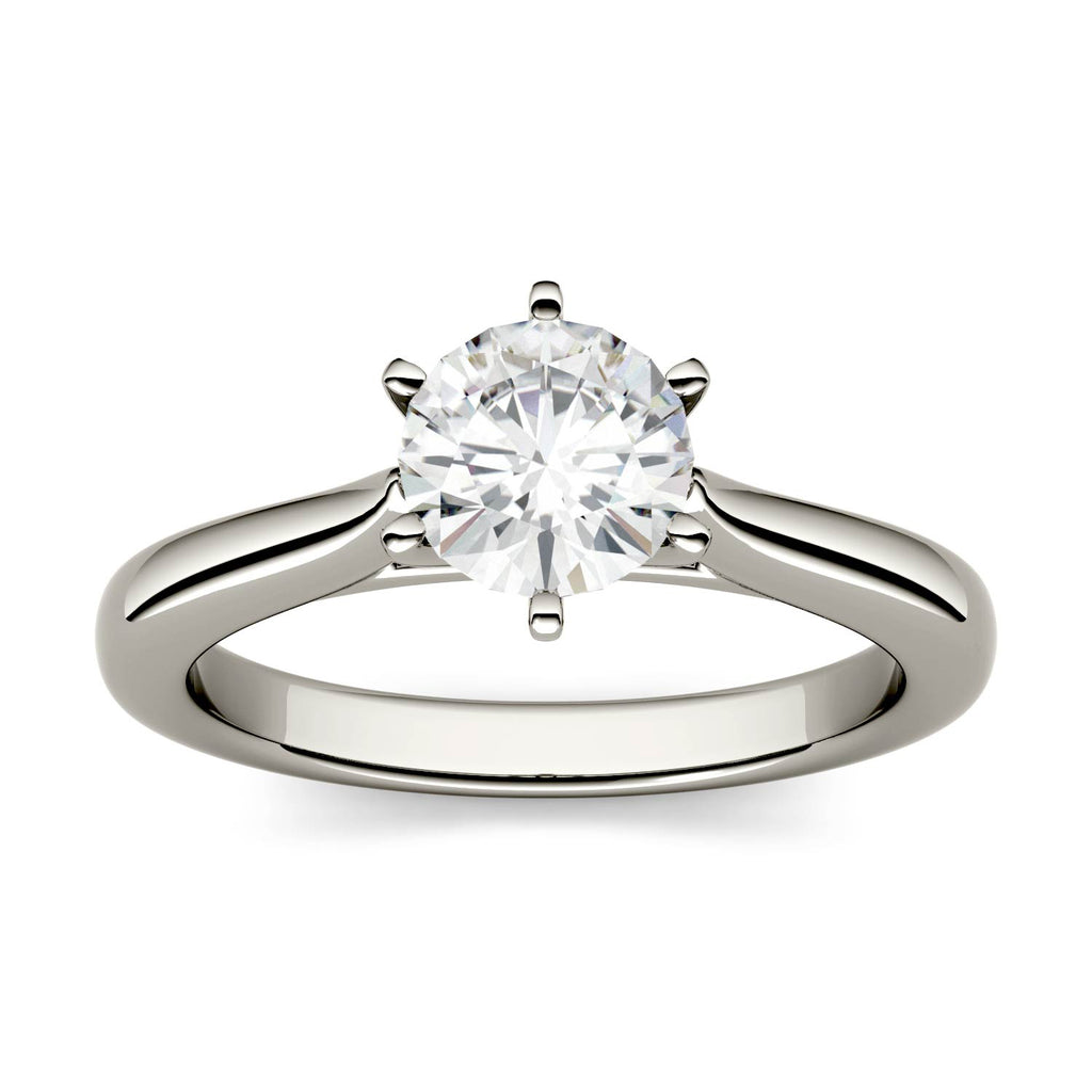 6.5mm Charles & Colvard Round Moissanite Solitaire Engagement Ring - Jewelry by Johan