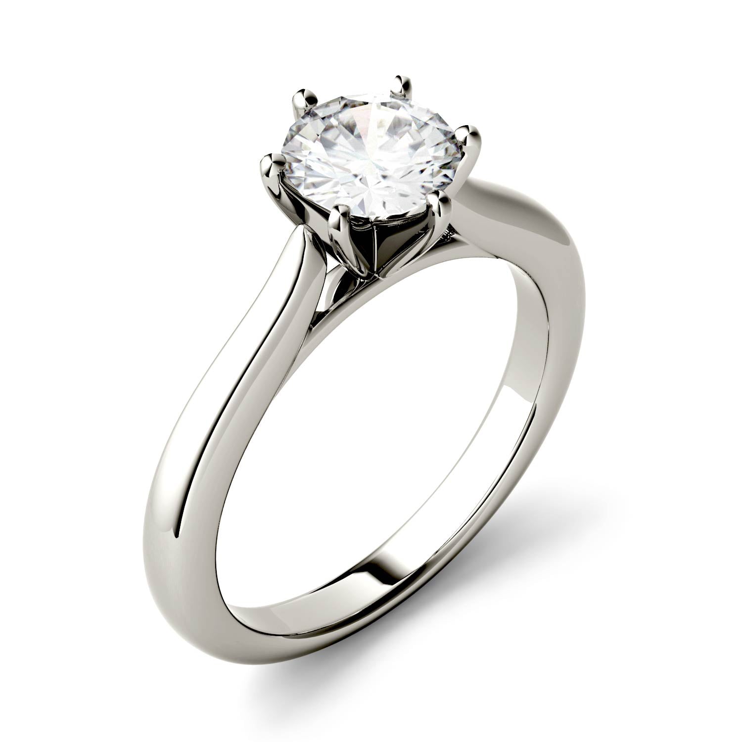 6.5mm Charles & Colvard Round Moissanite Solitaire Engagement Ring - Jewelry by Johan