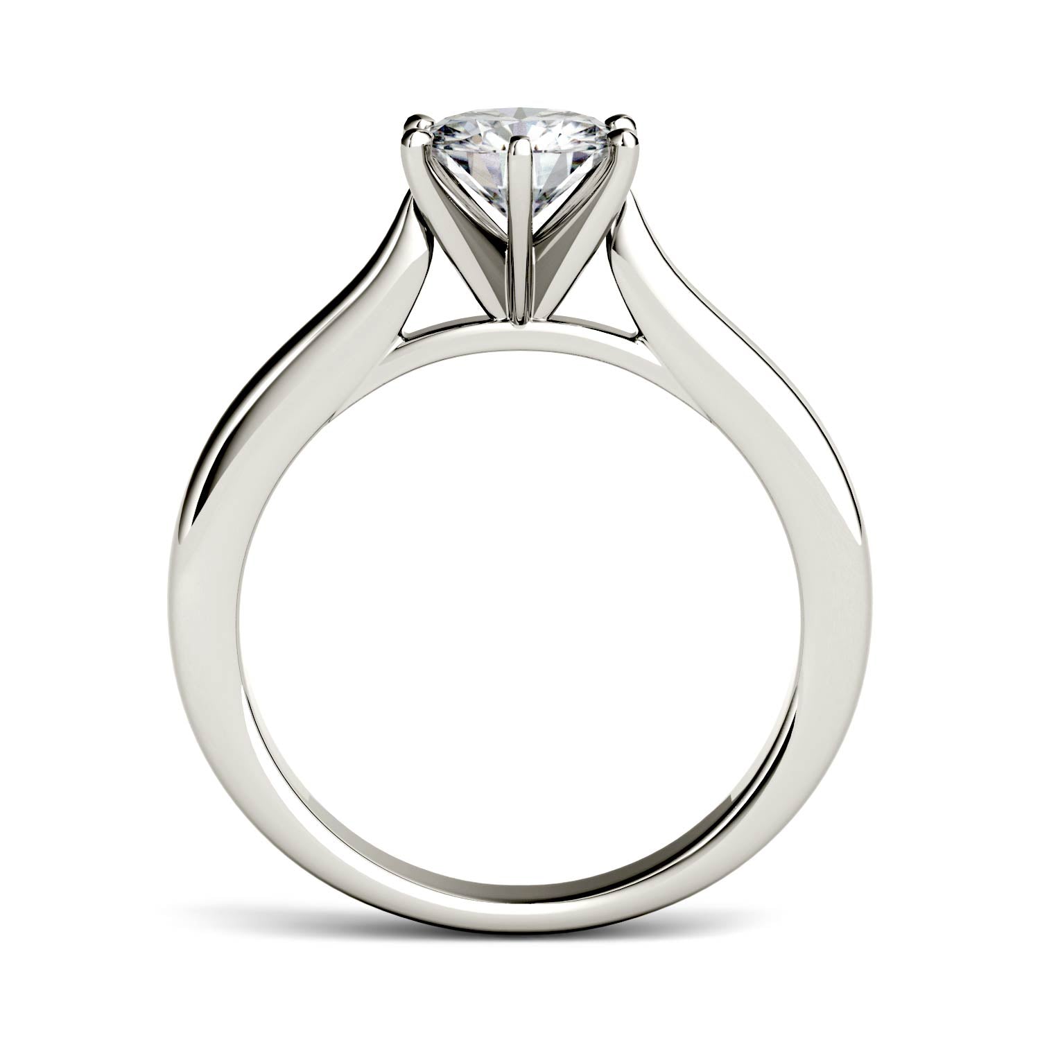 6.5mm Charles & Colvard Round Moissanite Solitaire Engagement Ring - Jewelry by Johan